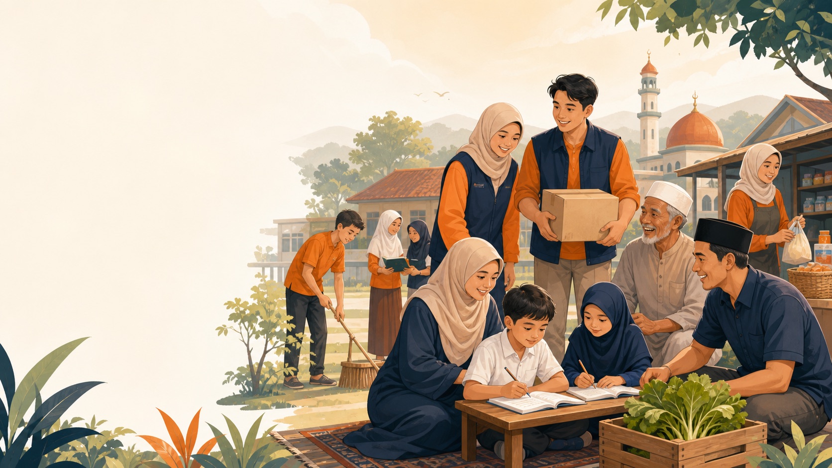Kebersamaan relawan, keluarga, dan masyarakat